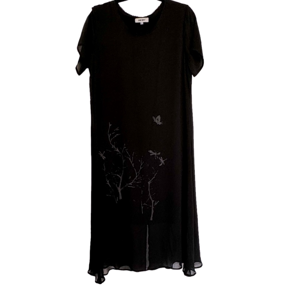 Jian Ruyi Oversized Sheer Black Fairy Grunge Mesh Dress Whimsical Design Y2K XL